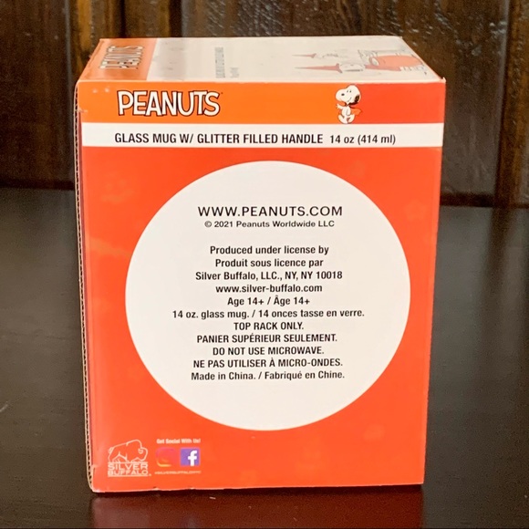 Peanuts 14oz Glass Halloween Mug - Snoopy Woodstock Jack O’ Lantern Candy Corn - Picture 8 of 9